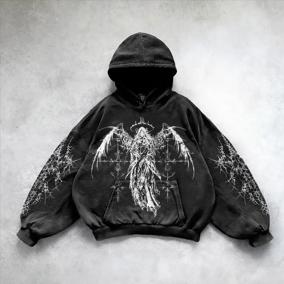 Purple inferno dragon hoodies women oversized new tops vintage goth sweatshirt goth streetwear women gothic y2k clothes
