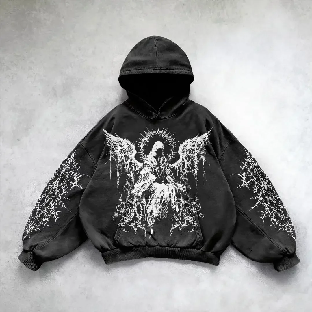 Purple inferno dragon hoodies women oversized new tops vintage goth sweatshirt goth streetwear women gothic y2k clothes