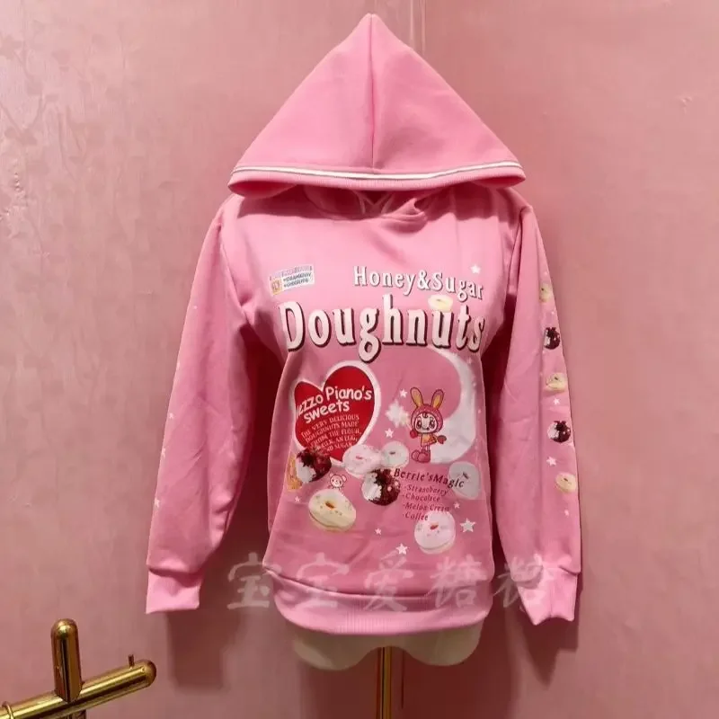 Japanese Cartoon Printed Sweet Girl Y2k Sweatshirts Autumn Winter New Cotton Thicken Hoodies Women Fairycore Cute Hooded Top