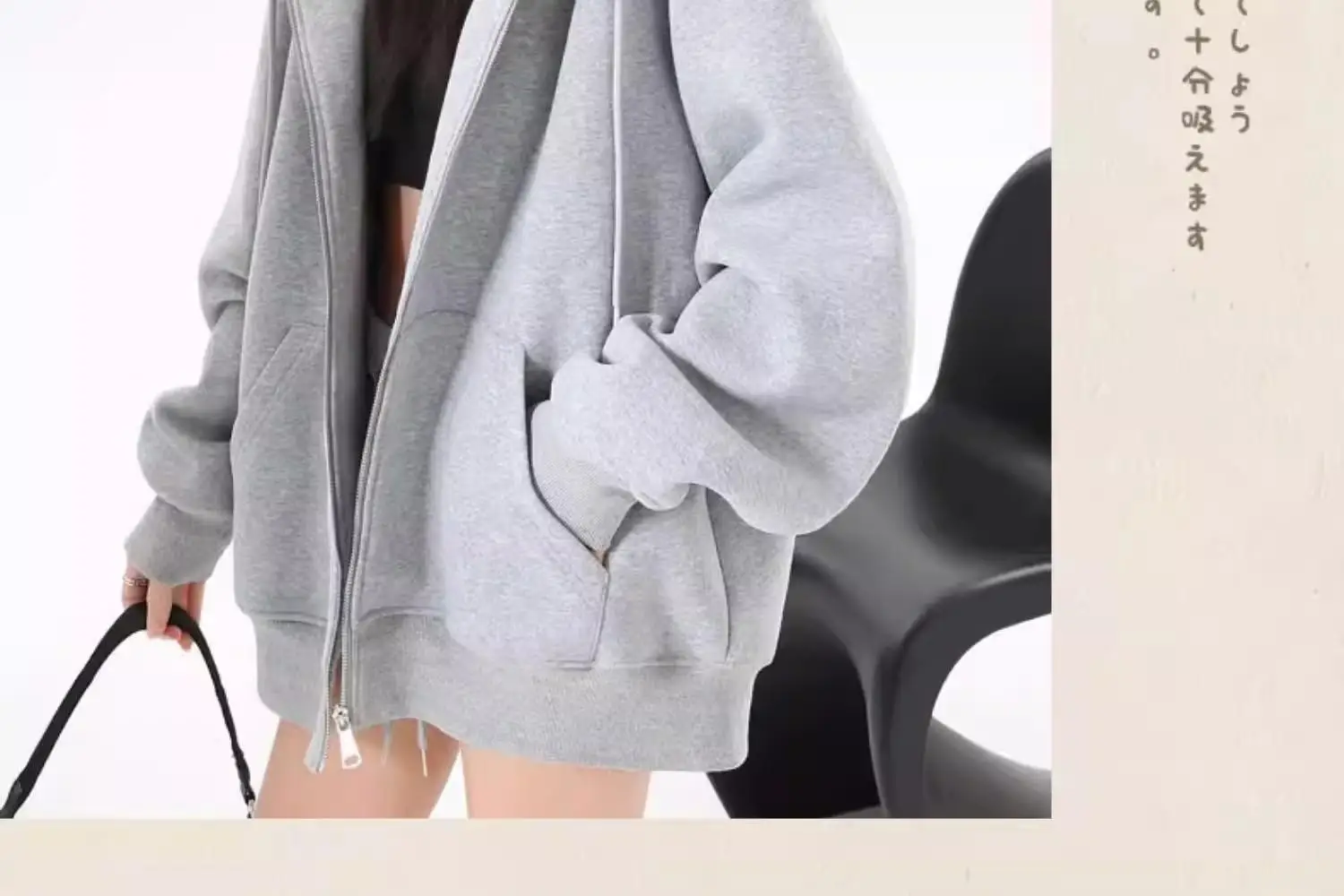 American Retro Oversized Hooded Sweatshirt Women Zip Up Solid Pockets Sports Hoodies Jacket Women Loose Lazy Style Hooded Coa