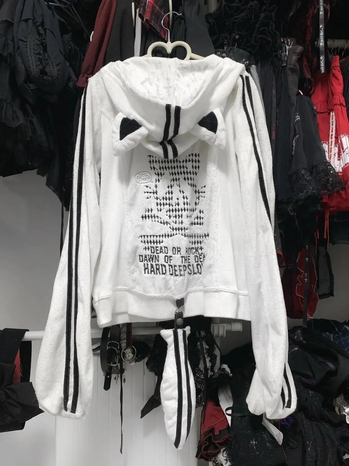Vintage Cute Cat Skull Graphic Grunge Jacket Women Y2k Aesthetic Zipper Hoodies Harajuku Patchwork Casual Sweatshirt Streetwear