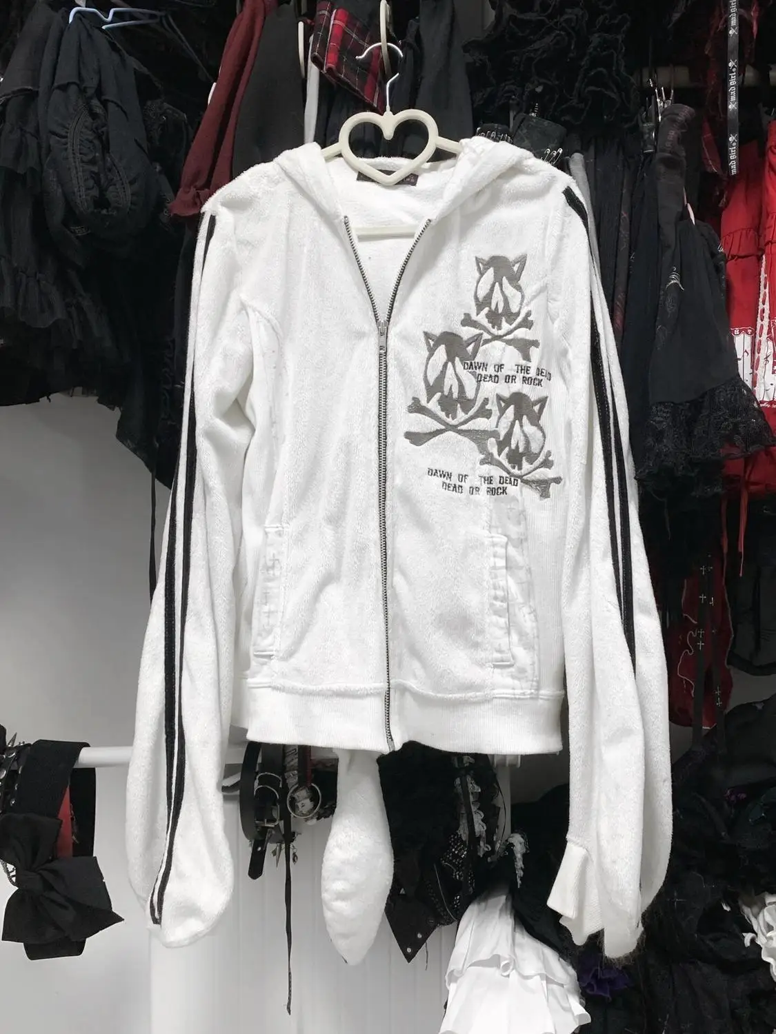 Vintage Cute Cat Skull Graphic Grunge Jacket Women Y2k Aesthetic Zipper Hoodies Harajuku Patchwork Casual Sweatshirt Streetwear