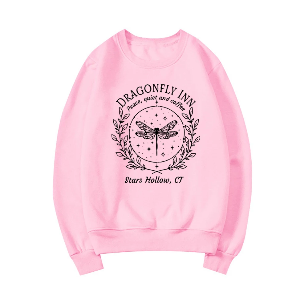 Stars Hallow Sweatshirt Dragonfly Sweater Dragonfly Lover Gifts Vintage Lukes Diner Sweatshirt Women Graphic Hoodies Streetwear