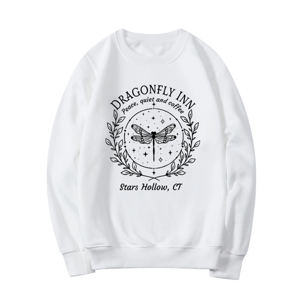 Stars Hallow Sweatshirt Dragonfly Sweater Dragonfly Lover Gifts Vintage Lukes Diner Sweatshirt Women Graphic Hoodies Streetwear