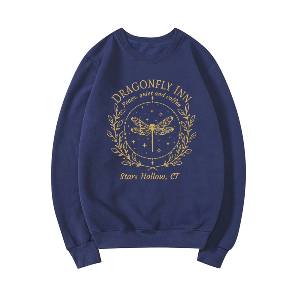 Stars Hallow Sweatshirt Dragonfly Sweater Dragonfly Lover Gifts Vintage Lukes Diner Sweatshirt Women Graphic Hoodies Streetwear