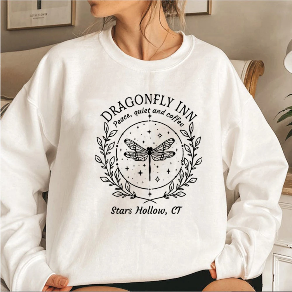 Stars Hallow Sweatshirt Dragonfly Sweater Dragonfly Lover Gifts Vintage Lukes Diner Sweatshirt Women Graphic Hoodies Streetwear