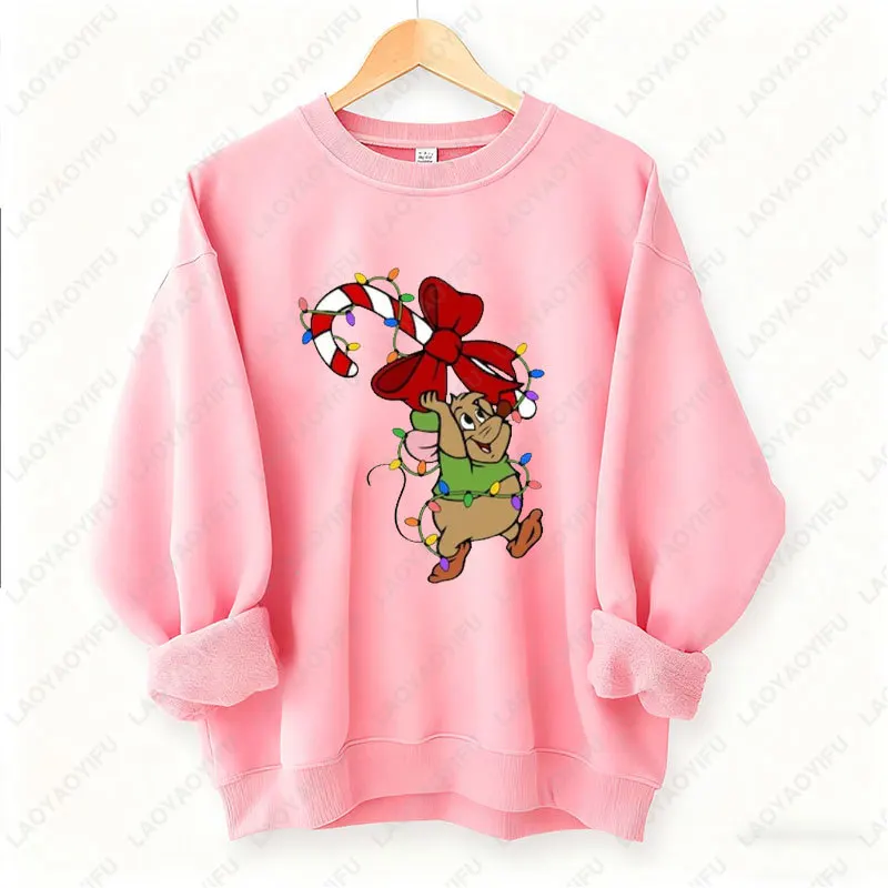 Kawaii Christmas Couple Shirt Jaq and Gus Gus Crewneck Pullovers Fashion Harajuku Xmas Sweatshirt Fun Xmas Party Matching Hoodie