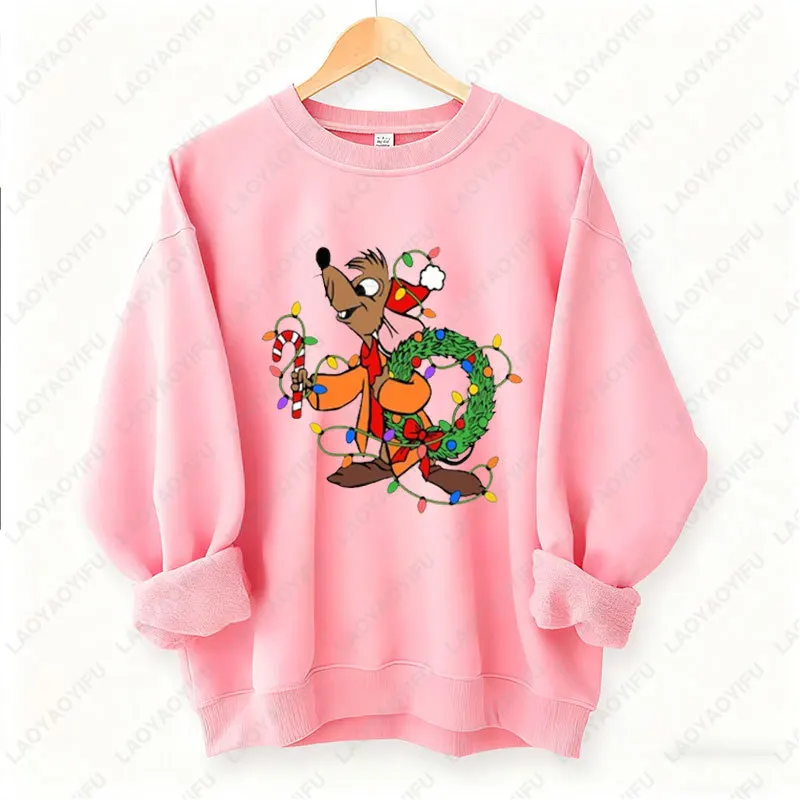 Kawaii Christmas Couple Shirt Jaq and Gus Gus Crewneck Pullovers Fashion Harajuku Xmas Sweatshirt Fun Xmas Party Matching Hoodie