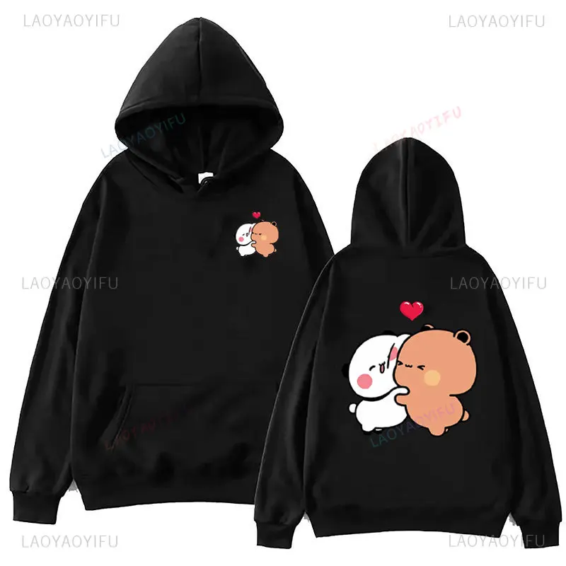 Bubu and Dudu Panda Hoodies Trendy Aesthetic Graphic Funny Kawaii Bubble Tea Hoodies Anime Harajuku Vintage Pullovers Sweats