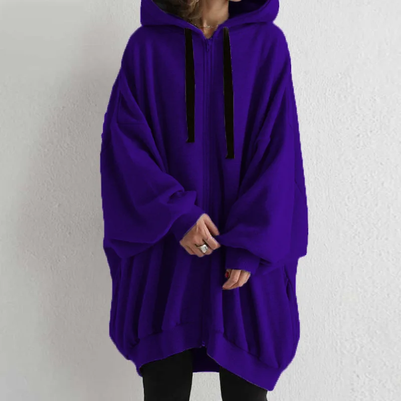 Hoodies women 2026 casual new autumn winter Europe sexy solid color loose hoodie zipper coat women's clothing