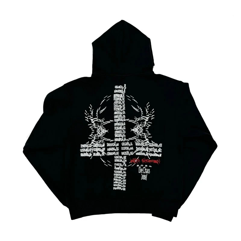 Y2K Vintage Letter Print Loose Hip Hop Punk Long Sleeved Hoodies Women Street Clothes Harajuku Sweatshirts Zipper Cardigan Coat