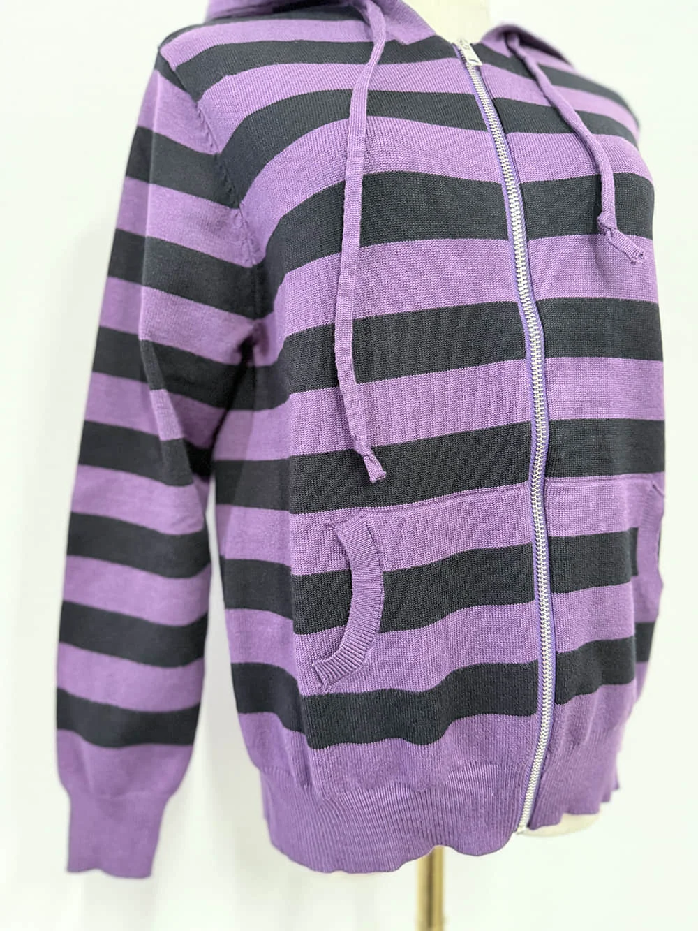 Harajuku Vintage Y2K Women's Hoodie Sexy Slim Fit Chic Casual Striped Cardigan Sweatshirt Grunge Punk Hip Hop Female Streetwear