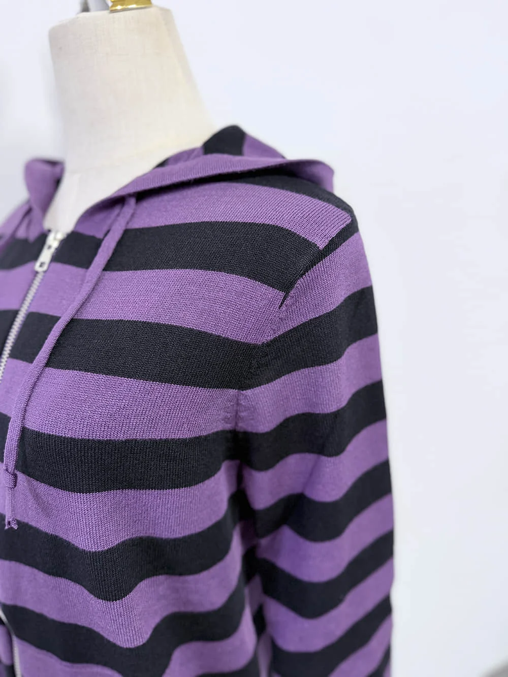 Harajuku Vintage Y2K Women's Hoodie Sexy Slim Fit Chic Casual Striped Cardigan Sweatshirt Grunge Punk Hip Hop Female Streetwear