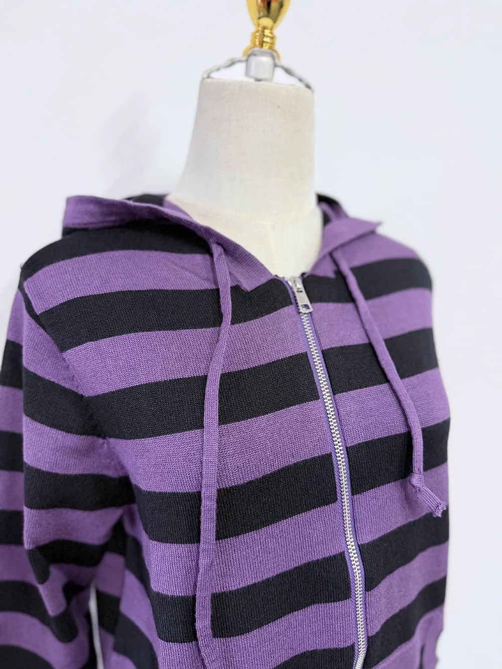 Harajuku Vintage Y2K Women's Hoodie Sexy Slim Fit Chic Casual Striped Cardigan Sweatshirt Grunge Punk Hip Hop Female Streetwear
