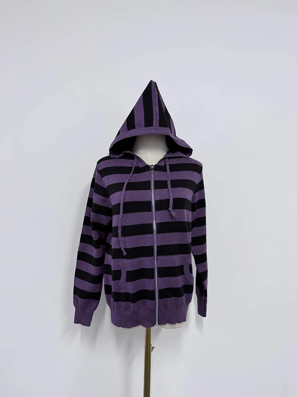Harajuku Vintage Y2K Women's Hoodie Sexy Slim Fit Chic Casual Striped Cardigan Sweatshirt Grunge Punk Hip Hop Female Streetwear