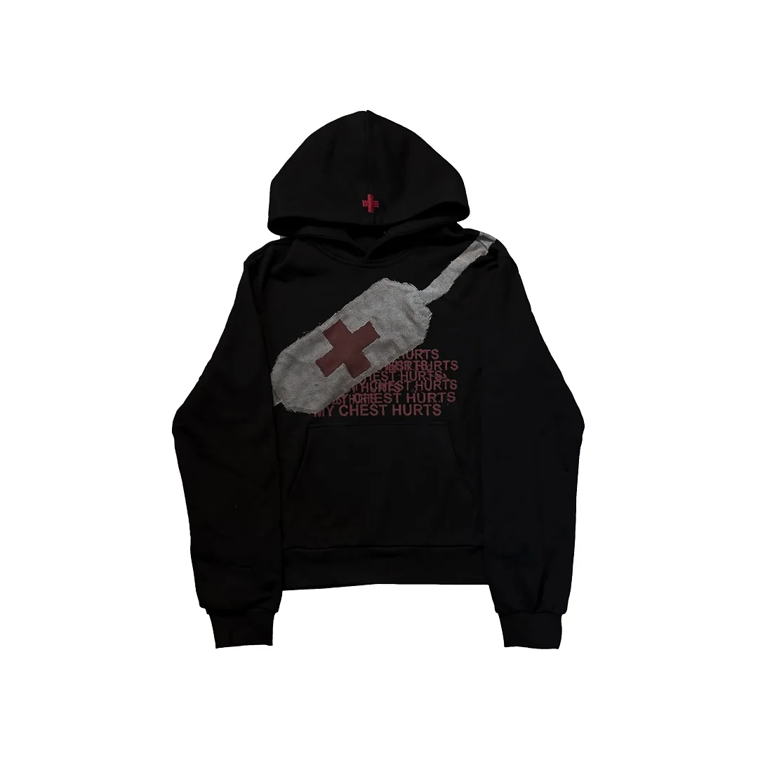 New medical logo print hoodies women streetwear gothic goth y2k tops harajuku oversized sweatshirt zip up hoodie couple clothes