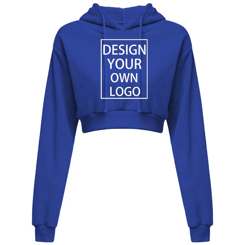 Customized New Fashion Women Hoodie Sweatshirt Short Top Coat Sport Pullover Hooded Tops Female Autumn Winter Crop Top Hoodie