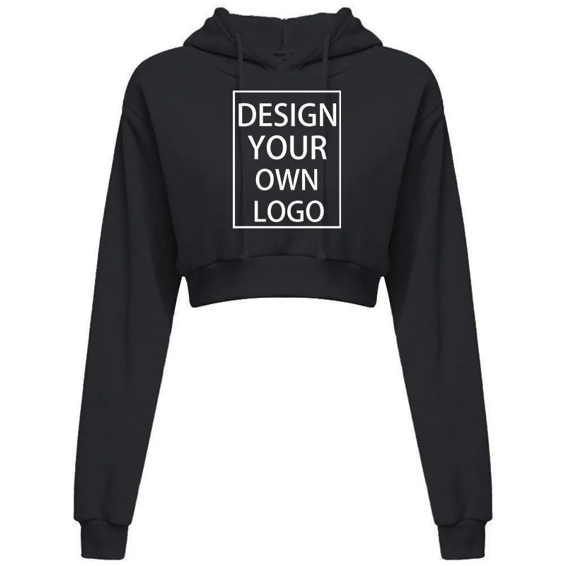 Customized New Fashion Women Hoodie Sweatshirt Short Top Coat Sport Pullover Hooded Tops Female Autumn Winter Crop Top Hoodie