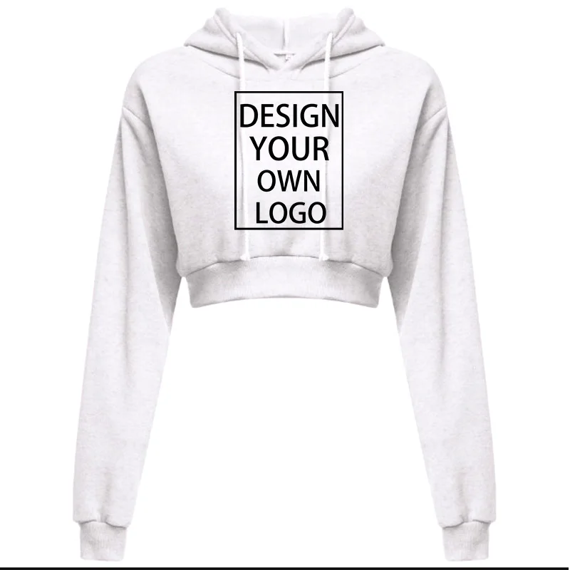 Customized New Fashion Women Hoodie Sweatshirt Short Top Coat Sport Pullover Hooded Tops Female Autumn Winter Crop Top Hoodie