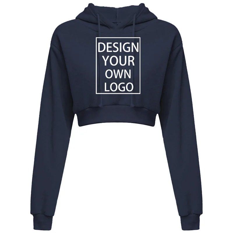 Customized New Fashion Women Hoodie Sweatshirt Short Top Coat Sport Pullover Hooded Tops Female Autumn Winter Crop Top Hoodie