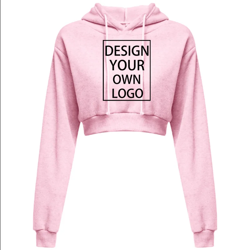Customized New Fashion Women Hoodie Sweatshirt Short Top Coat Sport Pullover Hooded Tops Female Autumn Winter Crop Top Hoodie