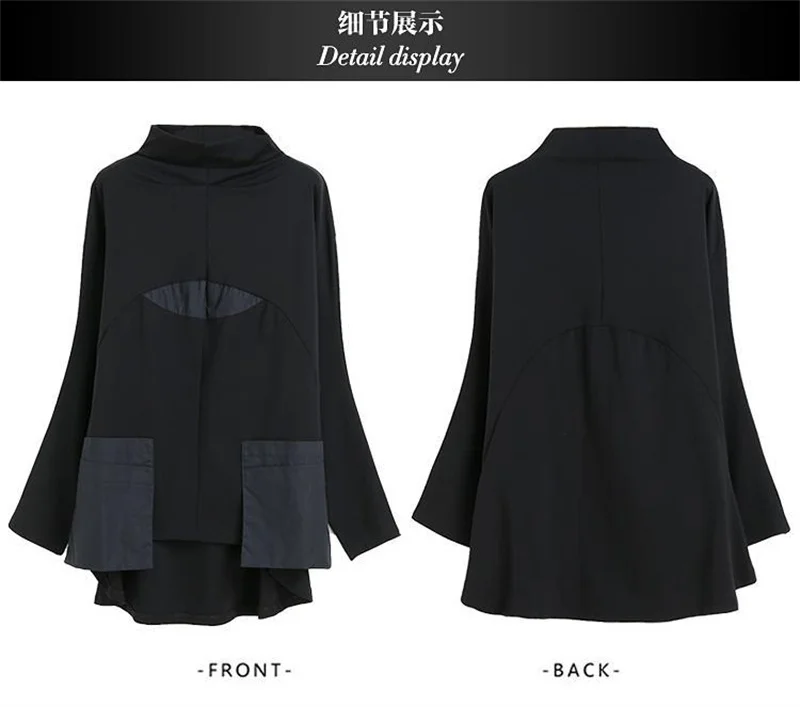 Hoodies Woman Clothing Woman Sweatshirts Autumn Loose High Neck Stitching Round Coat Women's Leisure Design Loose Coat Women