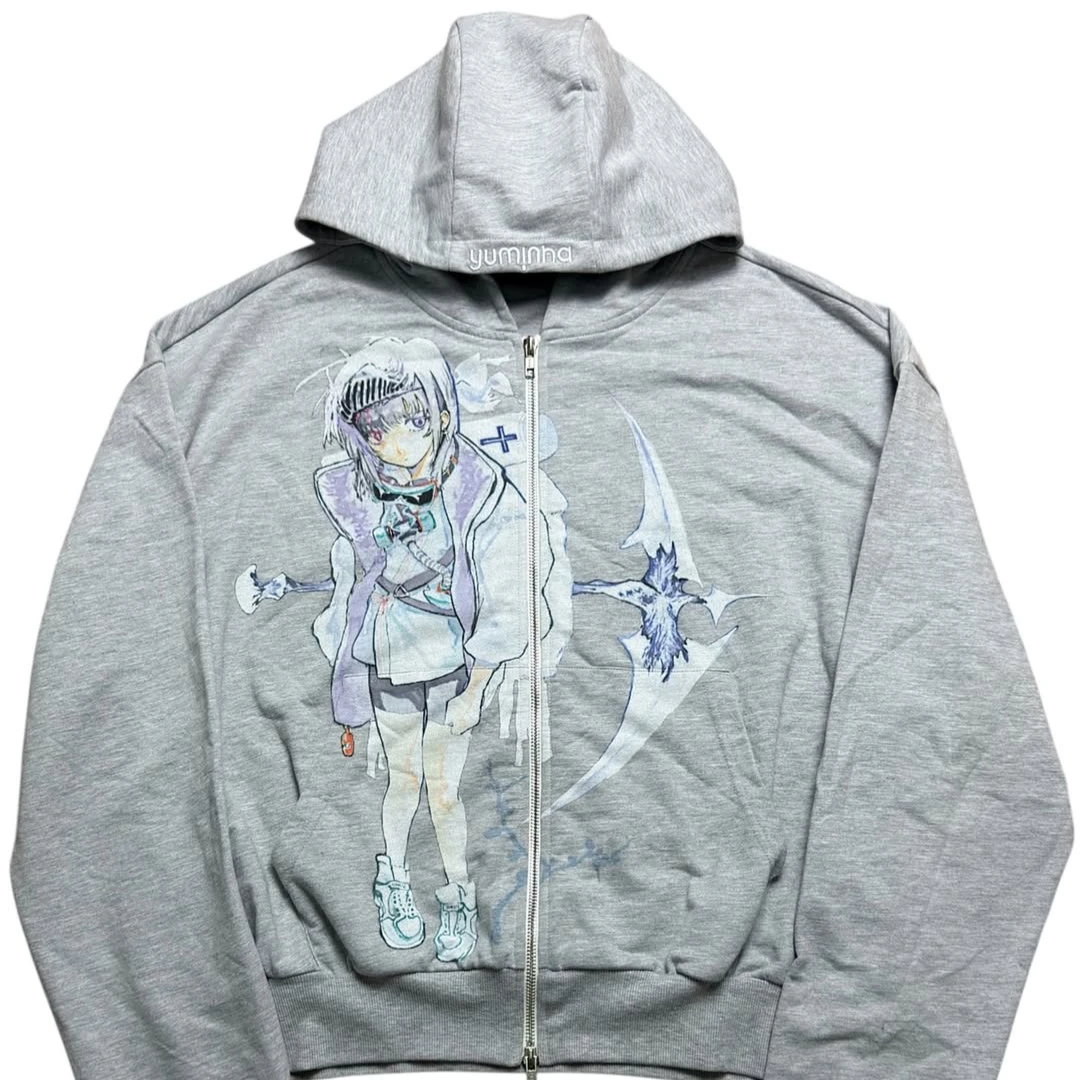 Y2k Casual Japan Anime Zip Hoodies Women Grunge Streetwear Sweatshirt Tops Hip Hop Goth Harajuku Oversized Hoodie Women Clothing