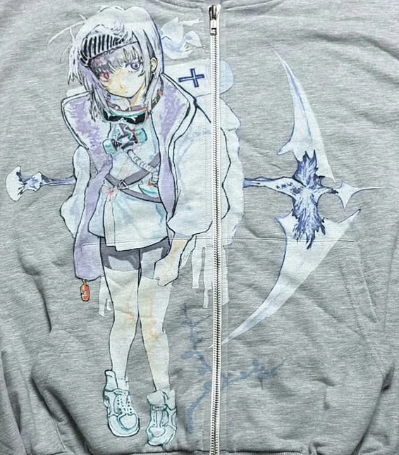 Y2k Casual Japan Anime Zip Hoodies Women Grunge Streetwear Sweatshirt Tops Hip Hop Goth Harajuku Oversized Hoodie Women Clothing