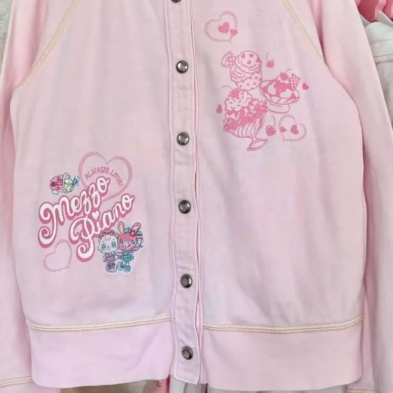 Japanese Cute Cartoon Mp Embroidery Jojifuku Long-sleeved Single-breasted Hooded Cardigan Autumn New Sweet Girl All Match Hoodie