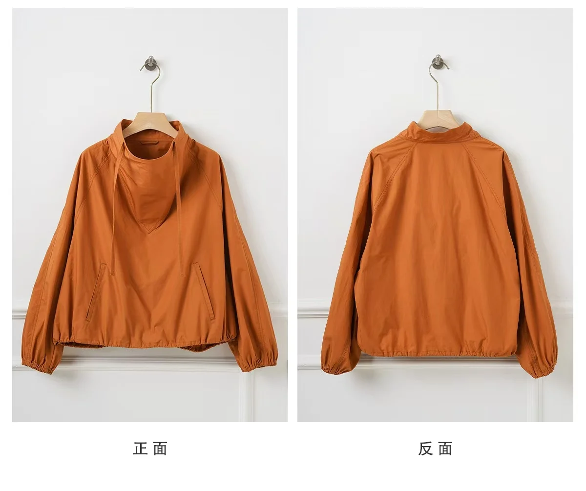 Autumn and Winter New Cotton Orange Casual Sports Long Sleeve Top Women's Hooded Shirt