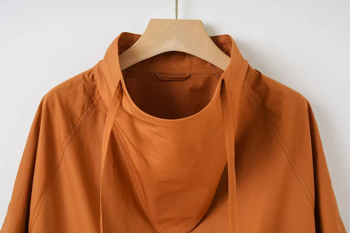 Autumn and Winter New Cotton Orange Casual Sports Long Sleeve Top Women's Hooded Shirt