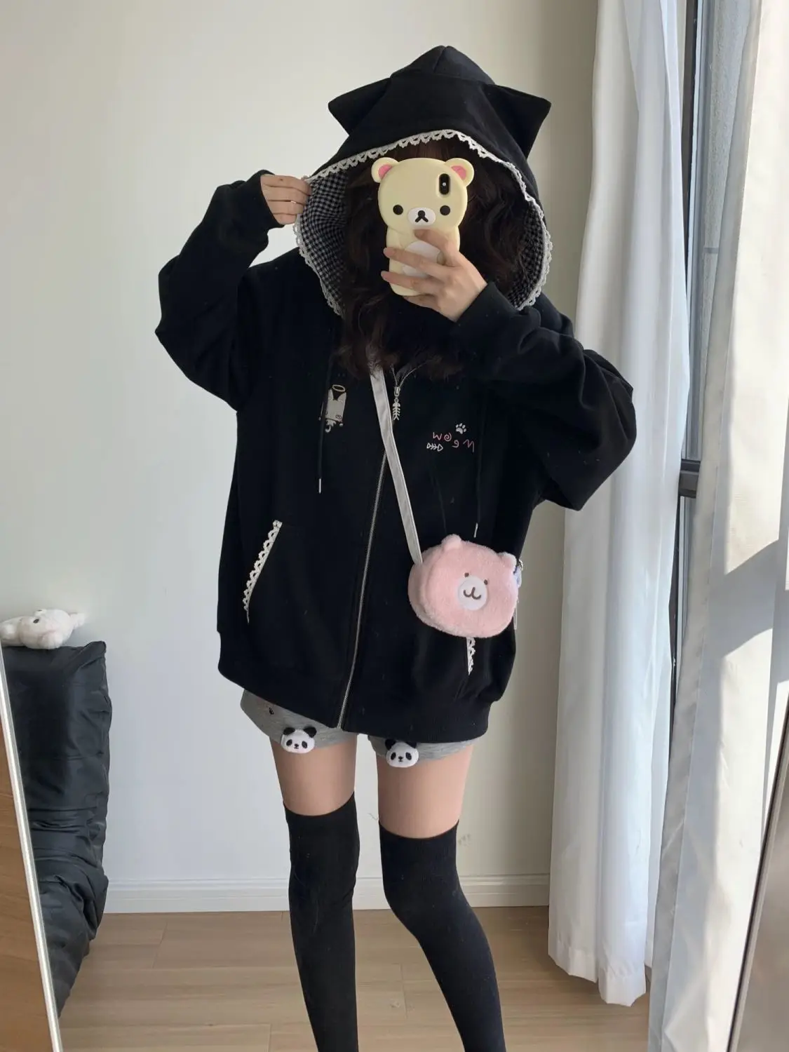 Deeptown Japanese Style Kawaii Hoodies Women Harajuku Sweet Cartoon Hooded Sweatshirt Thin Cutecore Oversize Zipper Cardigan