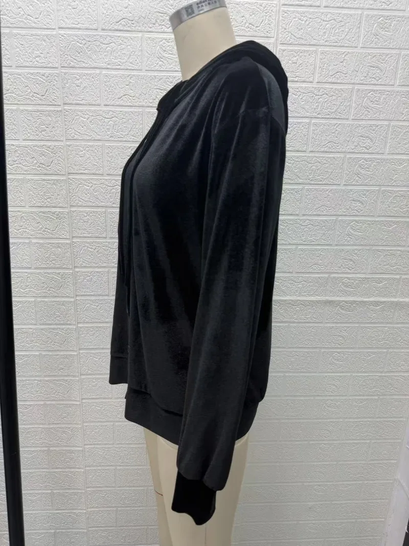 2026 Fashion Golden Velvet Sweatshirt Hoodies Women's Loose Coat Spring Autumn Long-sleeve Single-breasted Casual Pleuche Jacket
