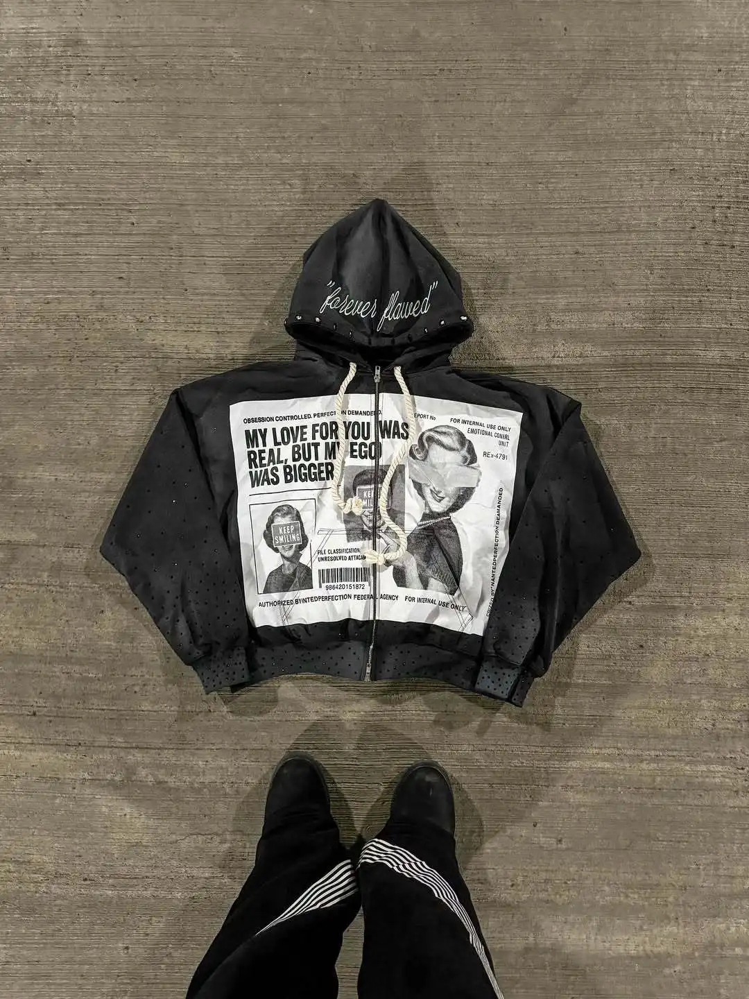 High Street Trendy Street Pants Embroidered Hoodie Design Sense Dark Series Loose Casual Pants Men's and Women's Hoodies Y2K