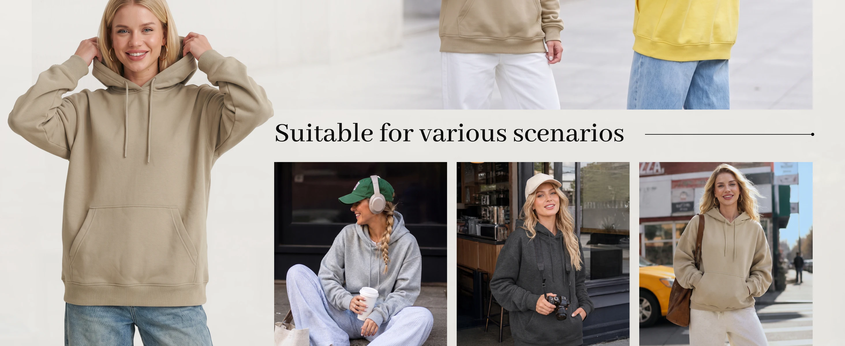 TACVASEN Women Fleece Lined Oversized Hoodie Thick Warm Sherpa Pullover Hooded Sweatshirt with Multi Kangaroo Pocket for Winter