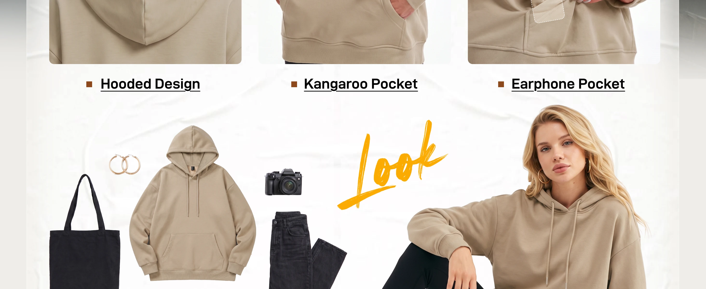 TACVASEN Women Fleece Lined Oversized Hoodie Thick Warm Sherpa Pullover Hooded Sweatshirt with Multi Kangaroo Pocket for Winter