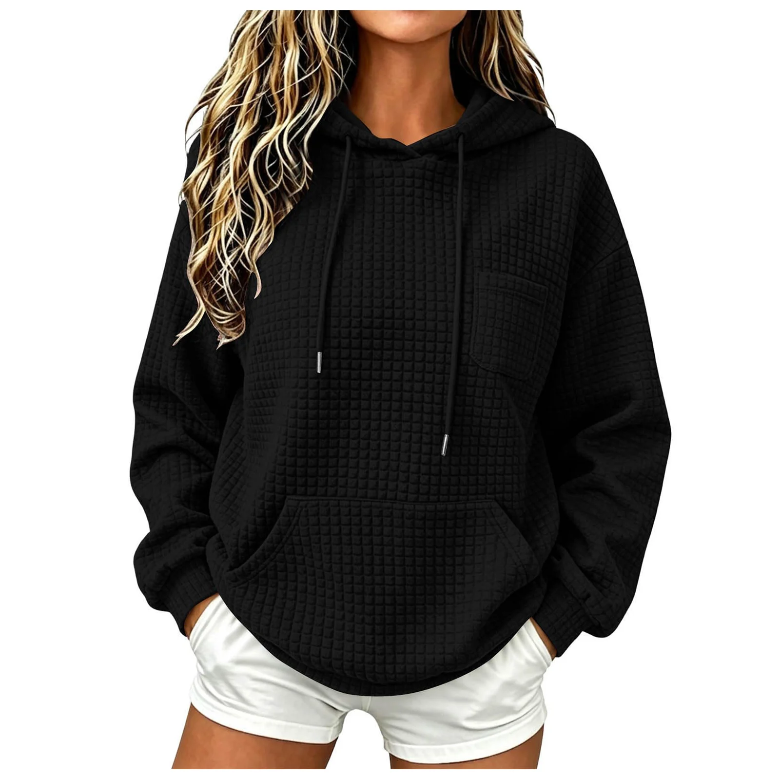 Womens Knit Hoodies Casual Fit Hooded Sweatshirt With Pocket Oversized Hoodies Fall Outfits For Women Womens Full Zip Hoodie