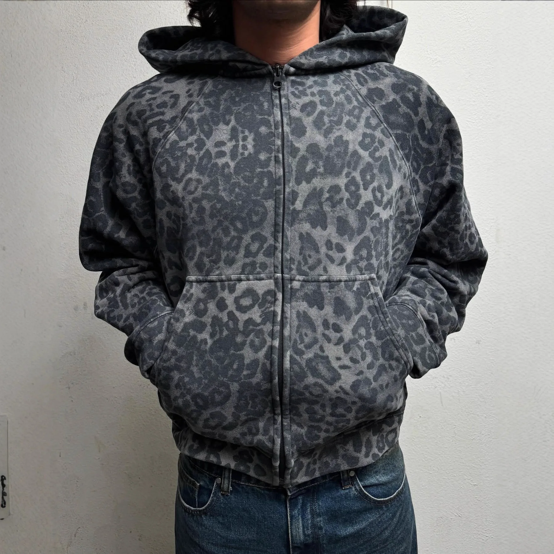 Y2K Rock Punk Women's Leopard Print Hoodie Unisex Chic Loose Zip Cardigan Sweatshirt Gothic Harajuku Retro Aesthetic Streetwear