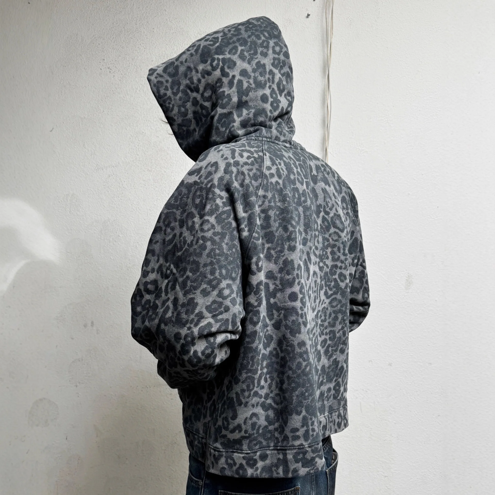 Y2K Rock Punk Women's Leopard Print Hoodie Unisex Chic Loose Zip Cardigan Sweatshirt Gothic Harajuku Retro Aesthetic Streetwear