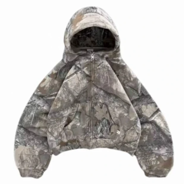 New High Street Y2K Retro Hoodie Men Printed Camouflage Pattern Pullover Hip Hop Oversized Camo Hoodies Sweatshirts Streetwear