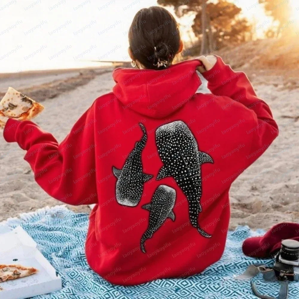 Whale Shark Hoodie Ocean Inspired Style Sweatshirt for Ocean Lovers Gift Diving Girl Hoodie Coconut Beachy Girl Pullover