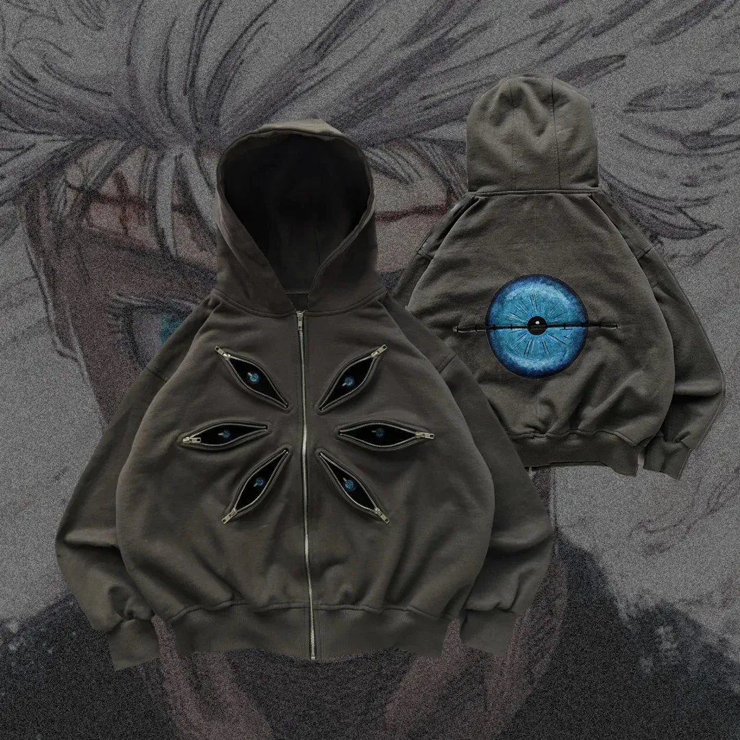 Gojo Satoru Six Eye Graphic Hoodies Oversized Punk Gothic Casual Hoodie Sweatshirts Harajuku Streetwear Y2k Men Women Clothing