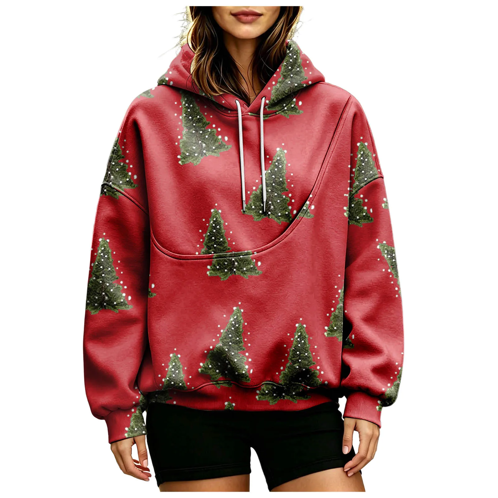 Women Fall And Winter Hoodie With Pet Pouch Oversized Pocket Colorful Print Sweatshirt For Dogs And Zipper Hoodies for Women