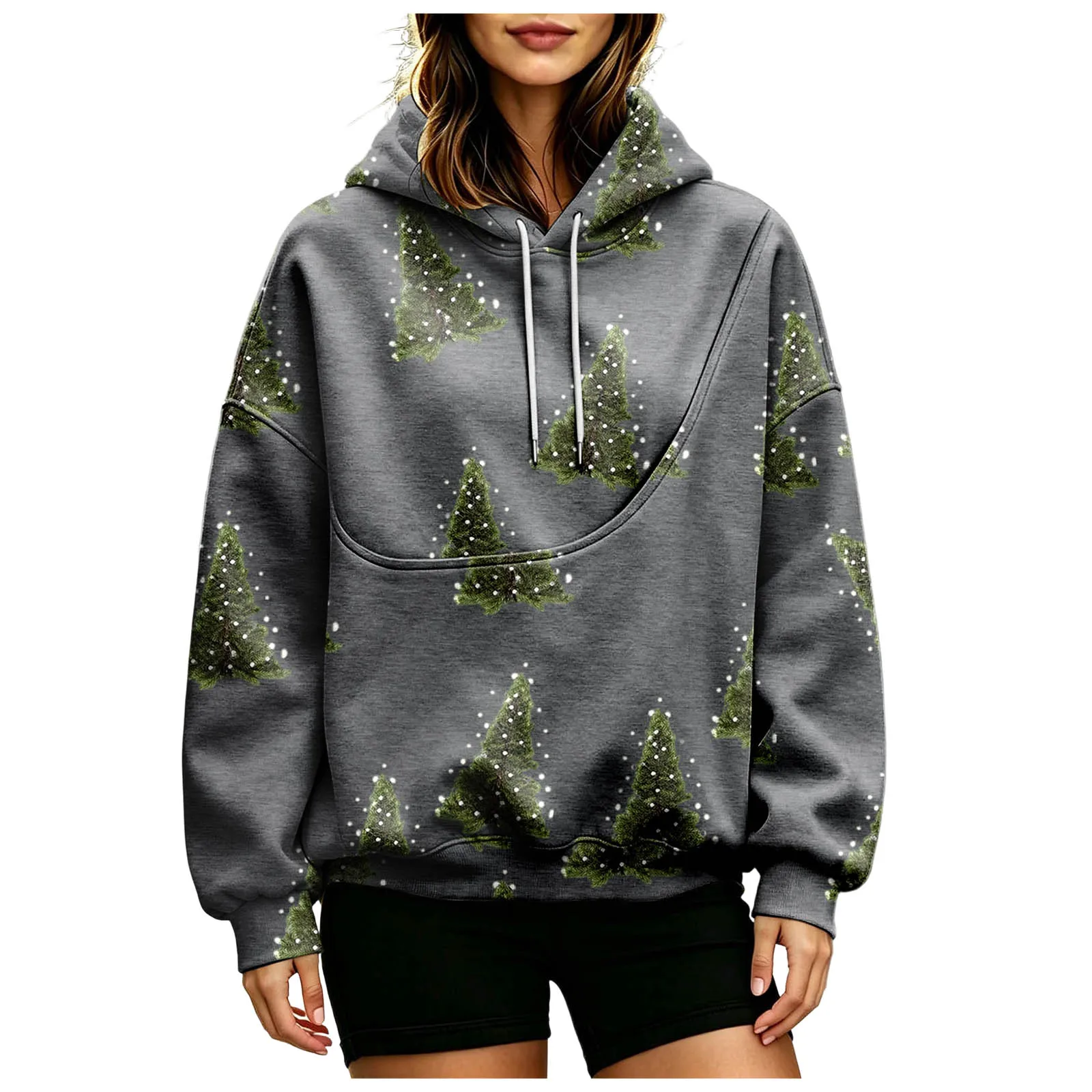 Women Fall And Winter Hoodie With Pet Pouch Oversized Pocket Colorful Print Sweatshirt For Dogs And Zipper Hoodies for Women