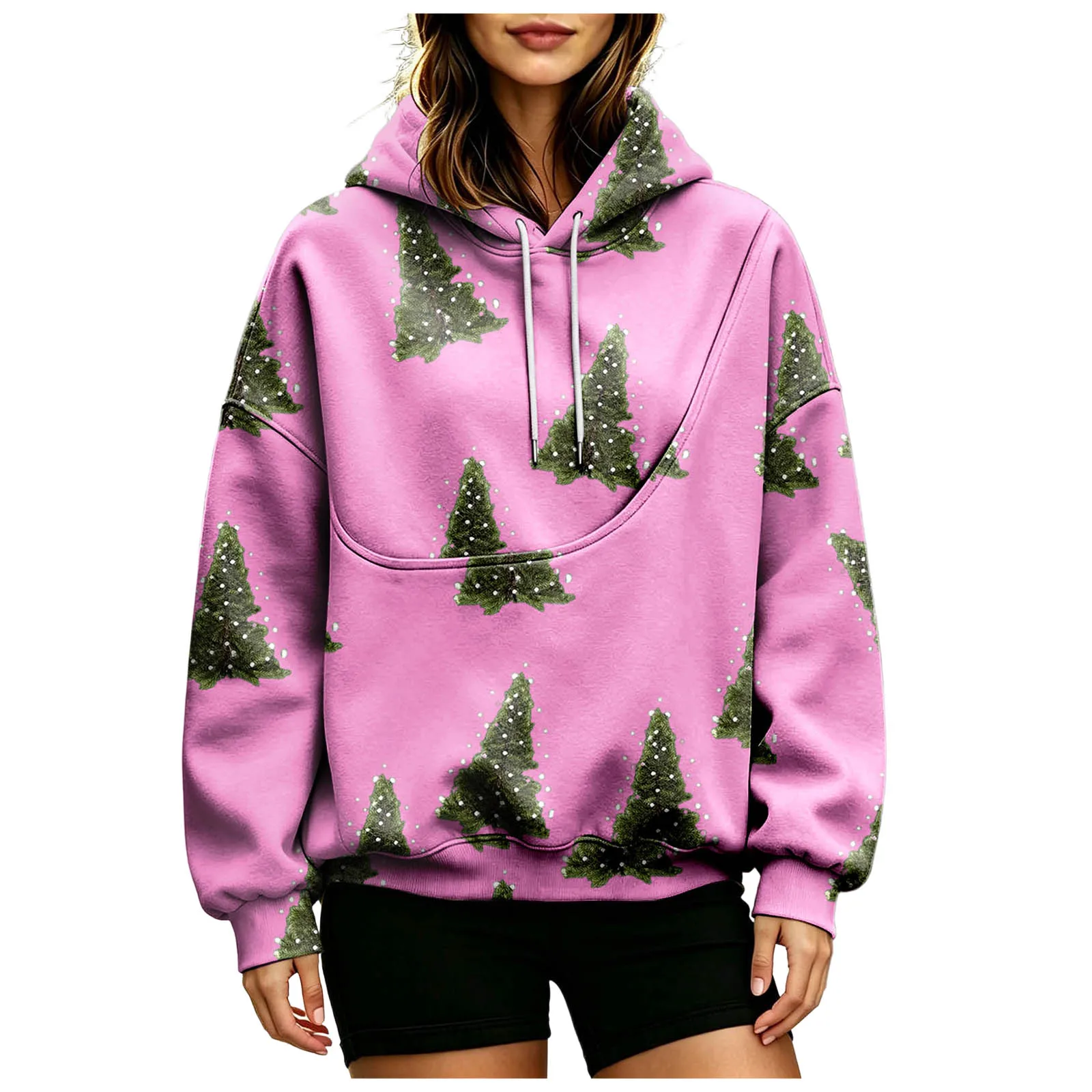 Women Fall And Winter Hoodie With Pet Pouch Oversized Pocket Colorful Print Sweatshirt For Dogs And Zipper Hoodies for Women