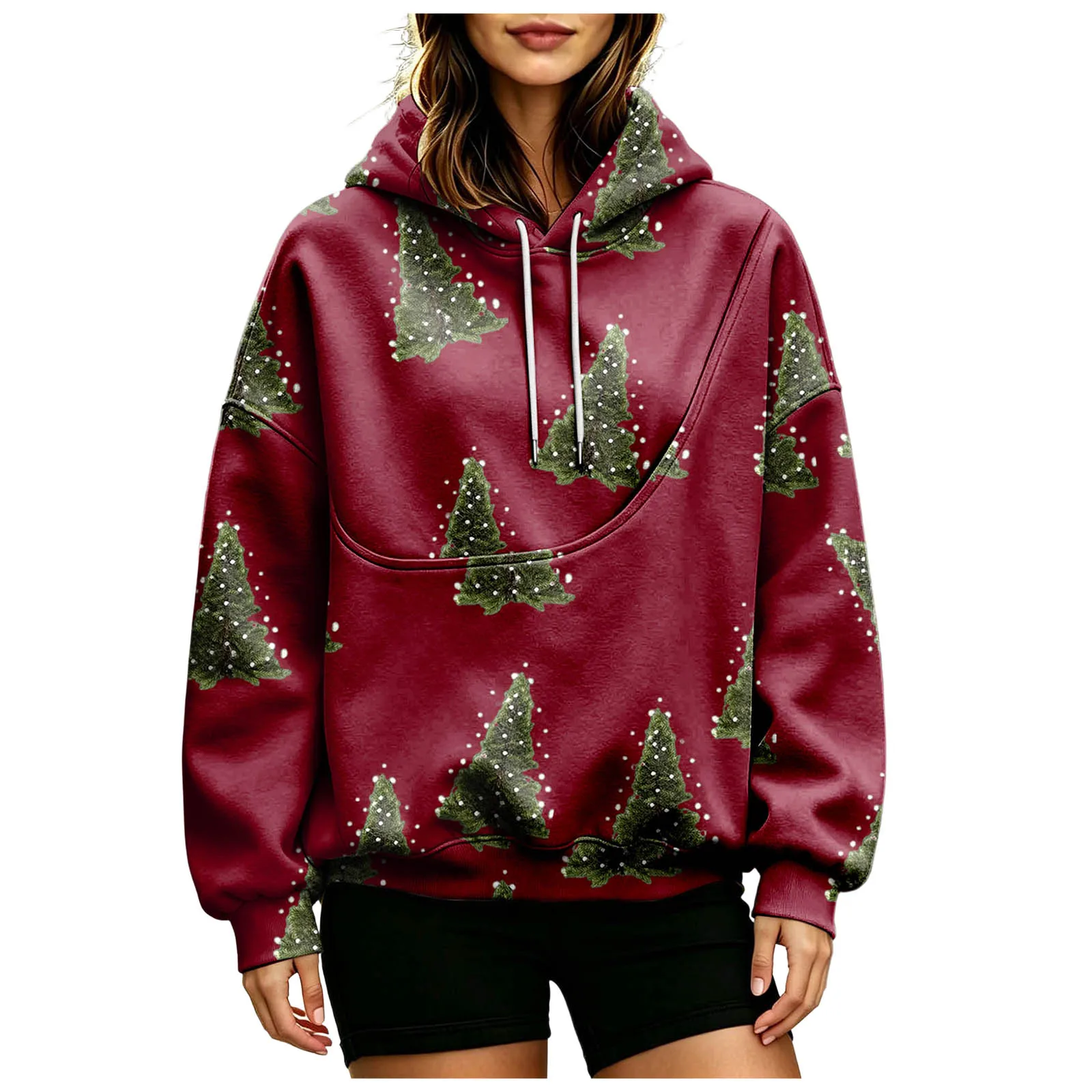 Women Fall And Winter Hoodie With Pet Pouch Oversized Pocket Colorful Print Sweatshirt For Dogs And Zipper Hoodies for Women