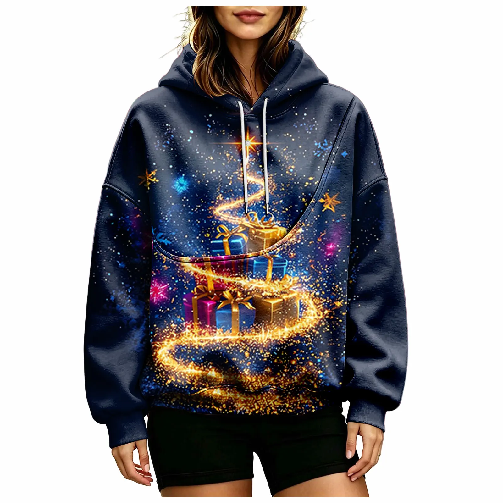 Women Fall And Winter Hoodie With Pet Pouch Oversized Pocket Colorful Print Sweatshirt For Dogs Plain Sweatshirt with Pockets