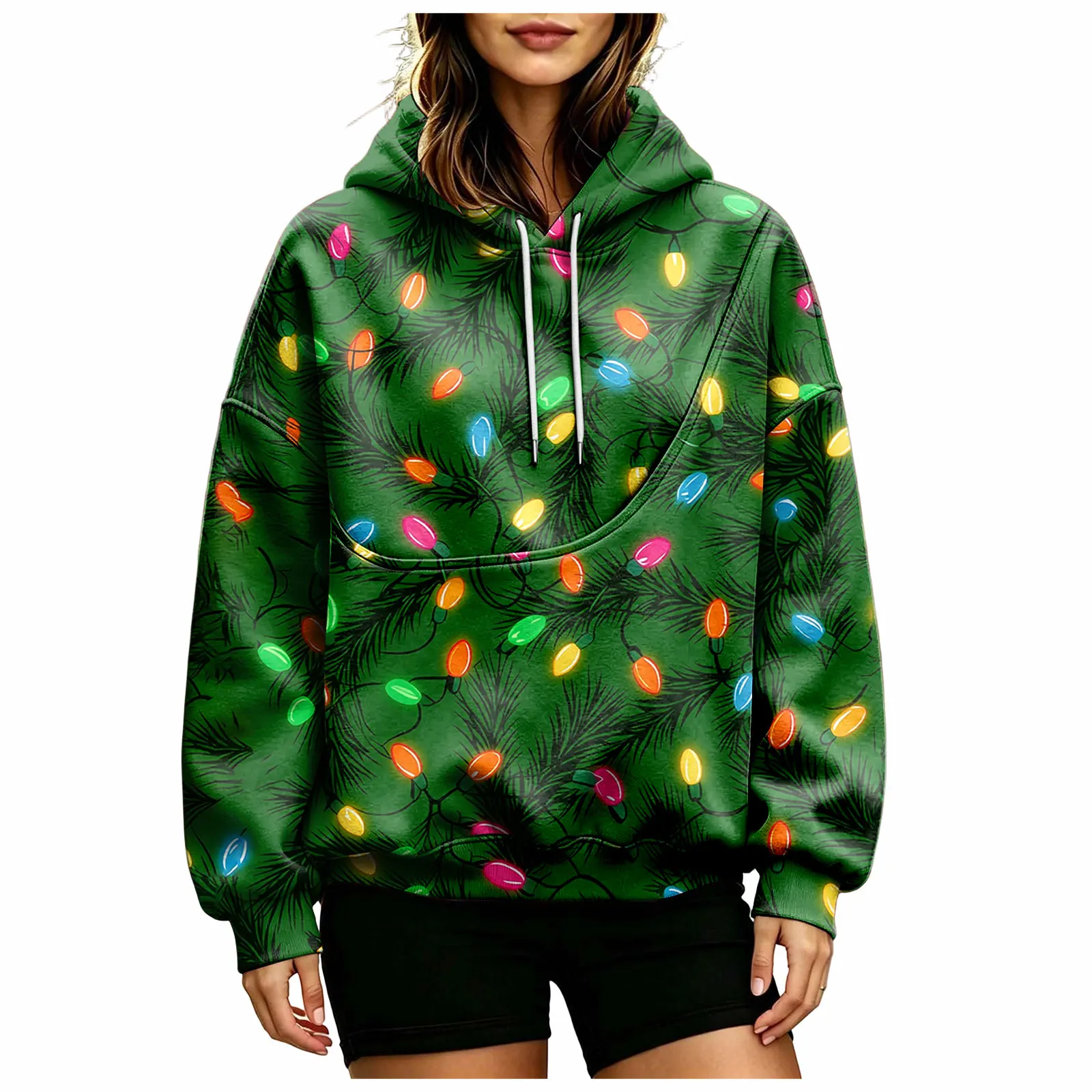 Women Fall And Winter Hoodie With Pet Pouch Oversized Pocket Colorful Print Sweatshirt For Dogs Plain Sweatshirt with Pockets