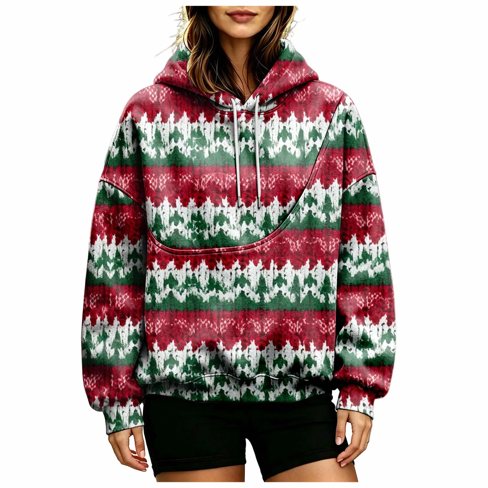 Women Fall And Winter Hoodie With Pet Pouch Oversized Pocket Colorful Print Sweatshirt For Dogs Plain Sweatshirt with Pockets