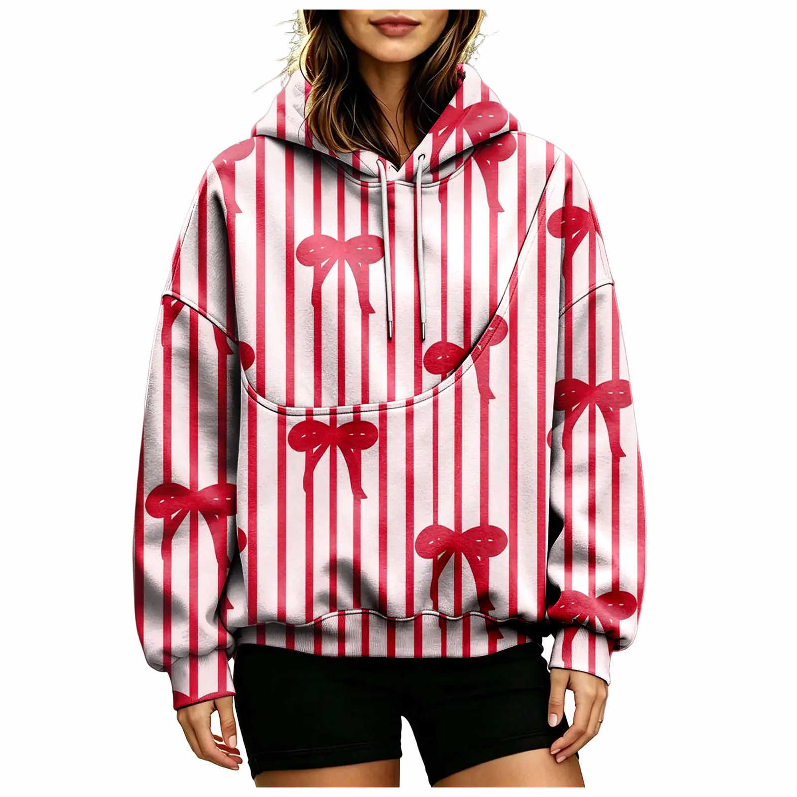 Women Fall And Winter Hoodie With Pet Pouch Oversized Pocket Colorful Print Sweatshirt For Dogs Plain Sweatshirt with Pockets